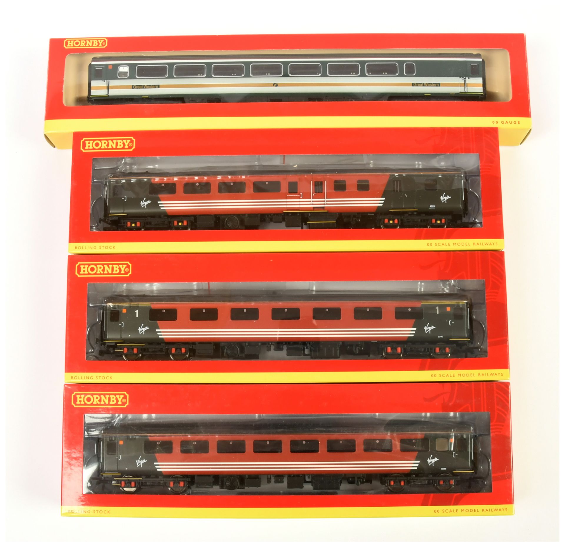 Hornby China OO Group of Great Western & Virgin Coaches.