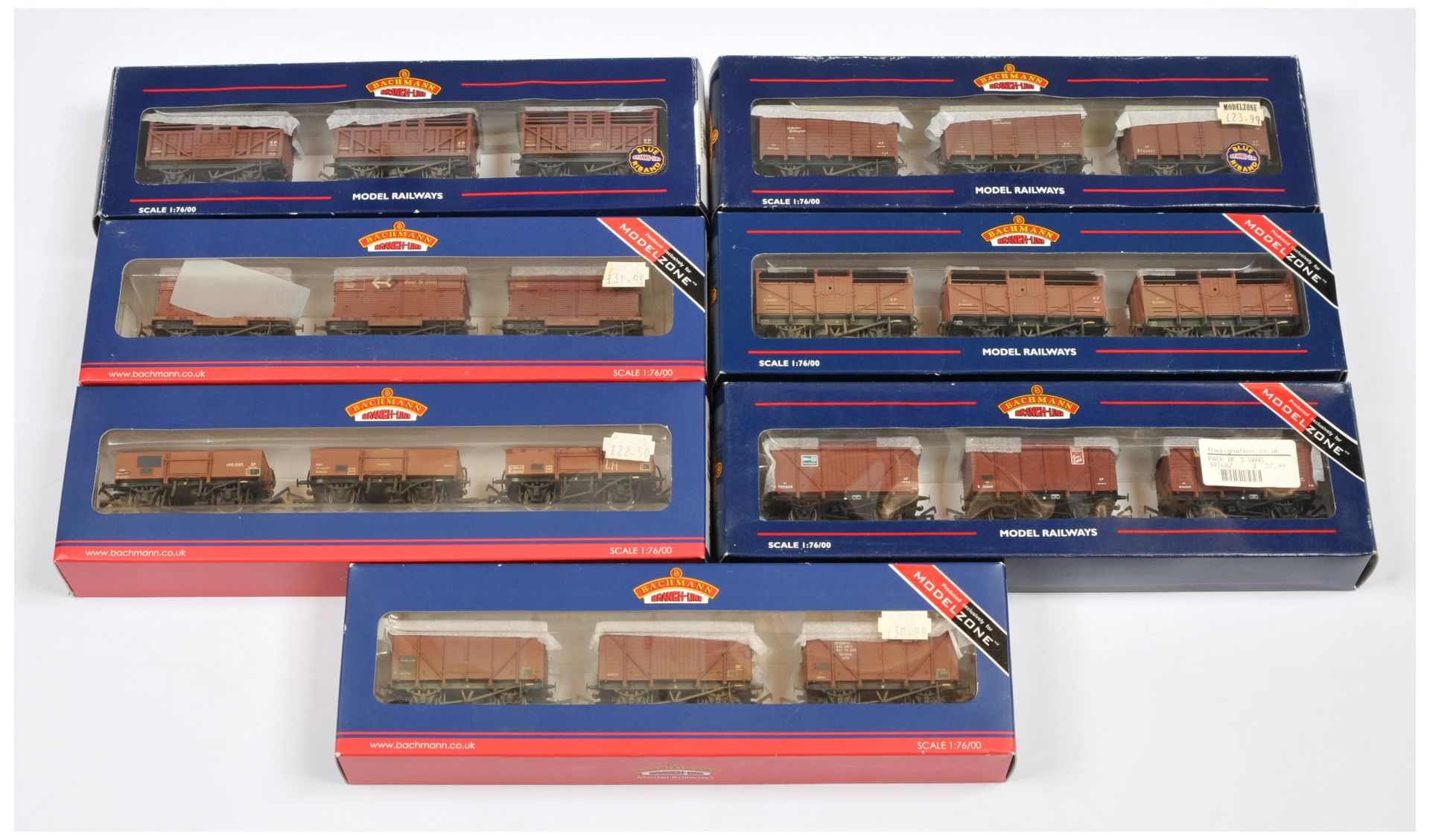 Bachmann OO Group of 7x Triple Wagon Packs. 