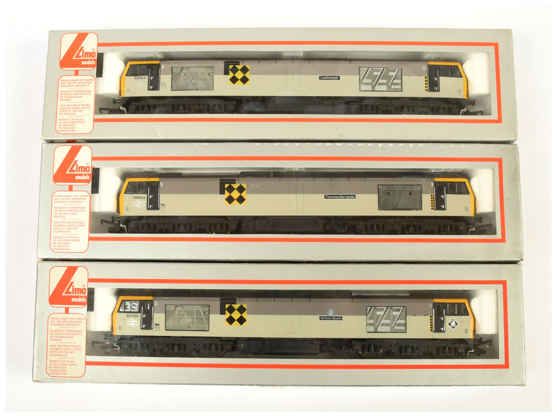 lima OO Group of 3x Class 60 BR Grey Railfreight Loco's. 