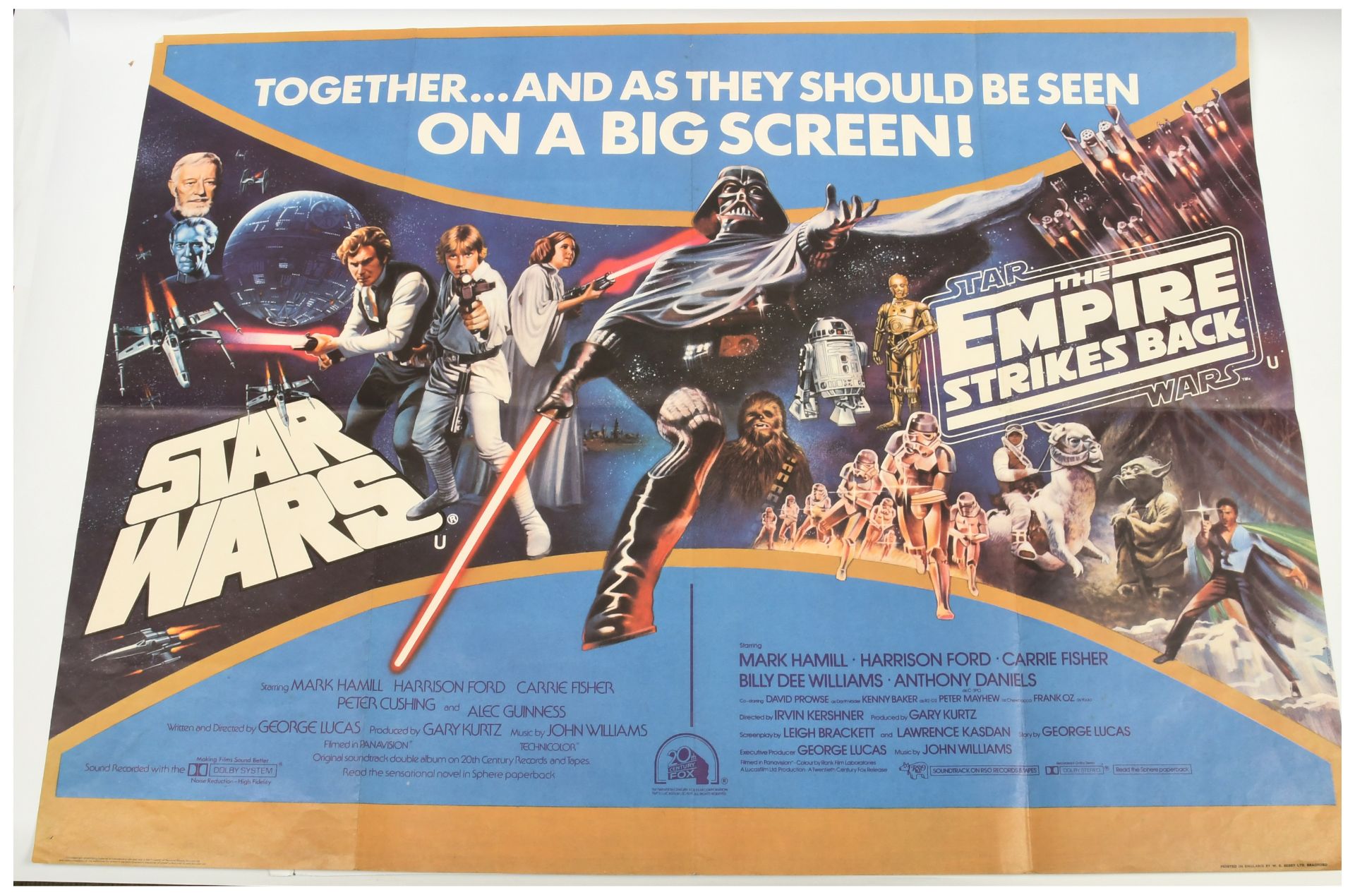 Star Wars Double Bill Star Wars and The Empire Strikes Back UK Quad Cinema Poster