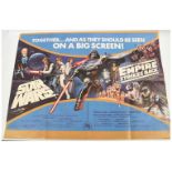 Star Wars Double Bill Star Wars and The Empire Strikes Back UK Quad Cinema Poster