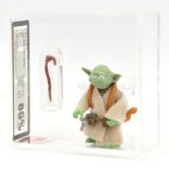 Kenner Star Wars vintage Yoda brown snake 3 3/4" figure, UKG Graded 85%