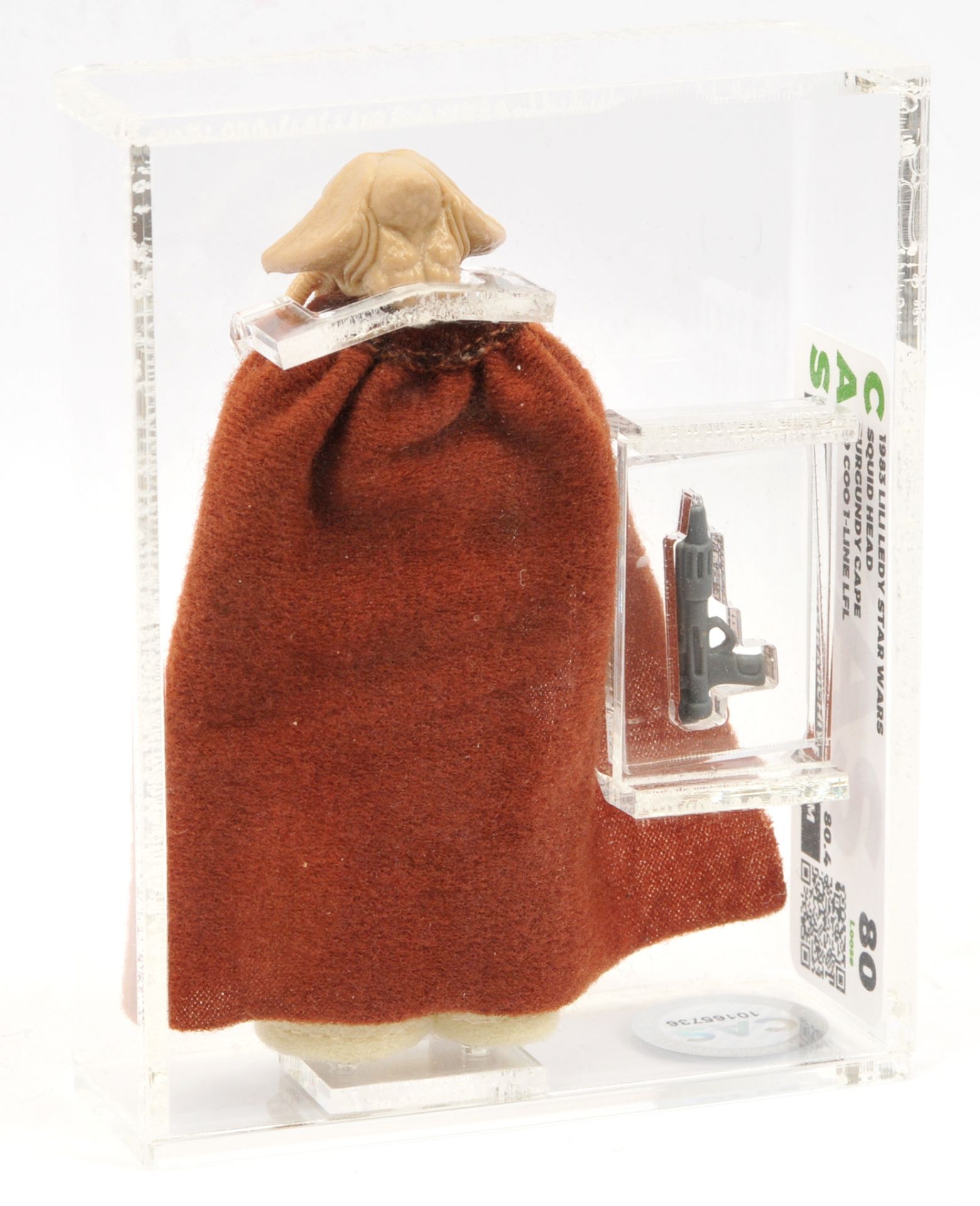 Lili Ledy Star Wars vintage Squid Head Burgundy cape 3 3/4" figure, CAS Graded 80 - Image 3 of 4