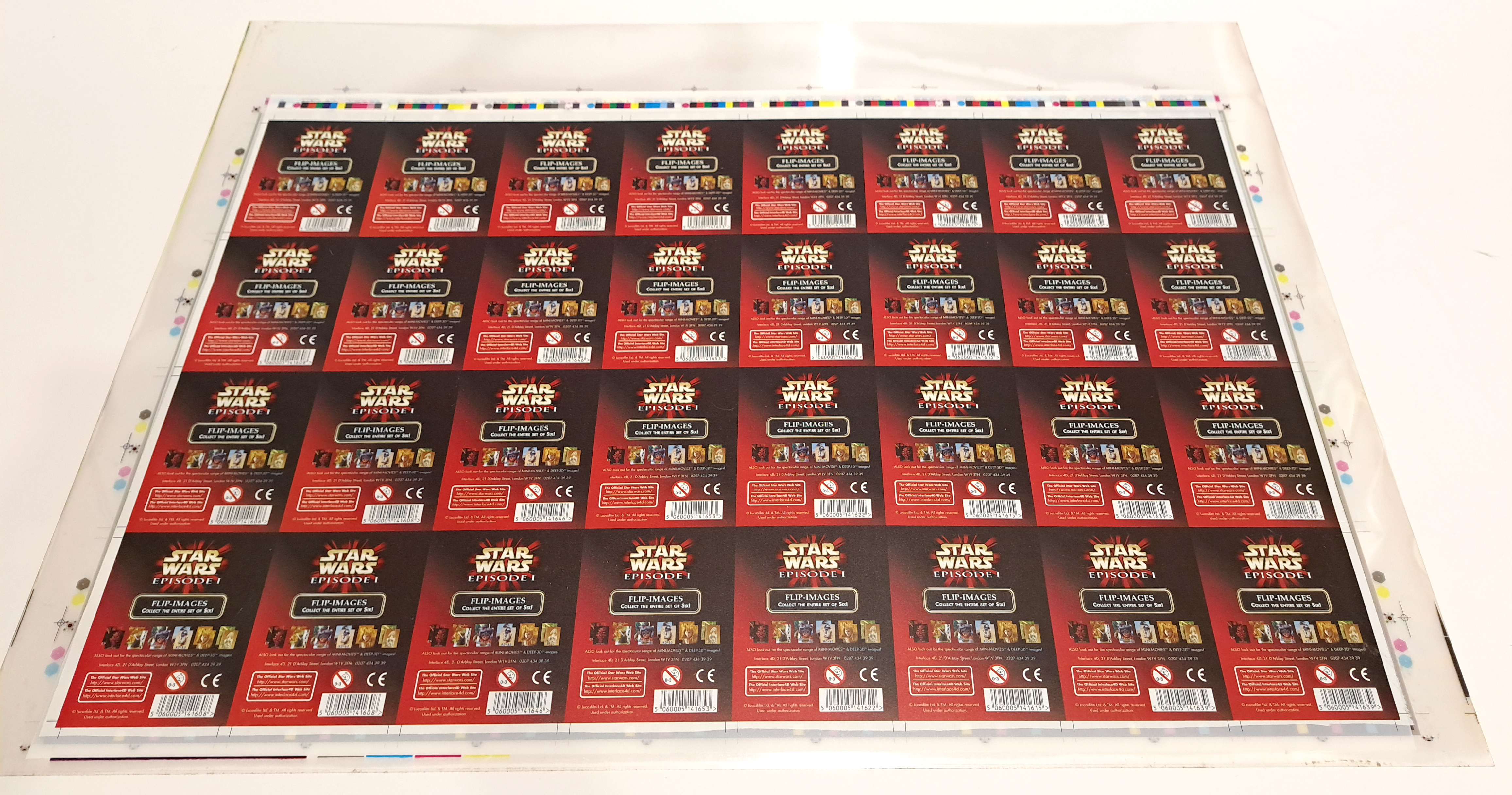 Interlaced 4D Ltd Star Wars Episode I 3D Flip Image Trading Cards Prototype Sheet. - Image 3 of 3