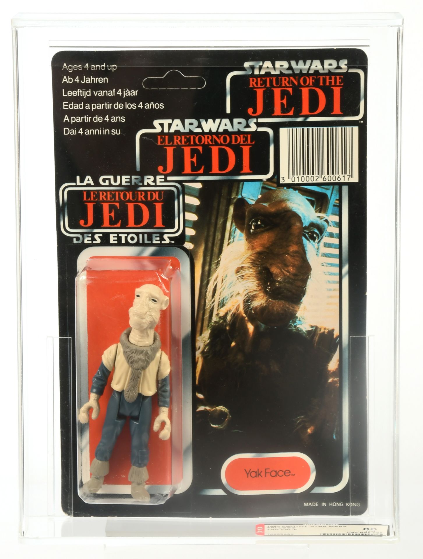 Palitoy Star Wars vintage Return of the Jedi Tri-logo Yak Face 3 3/4" figure, AFA Graded 80 NM