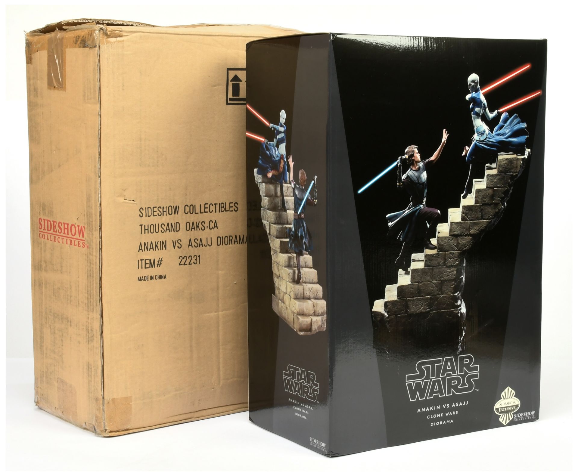 Sideshow Star Wars Anakin vs Asajj Clone Wars Diorama