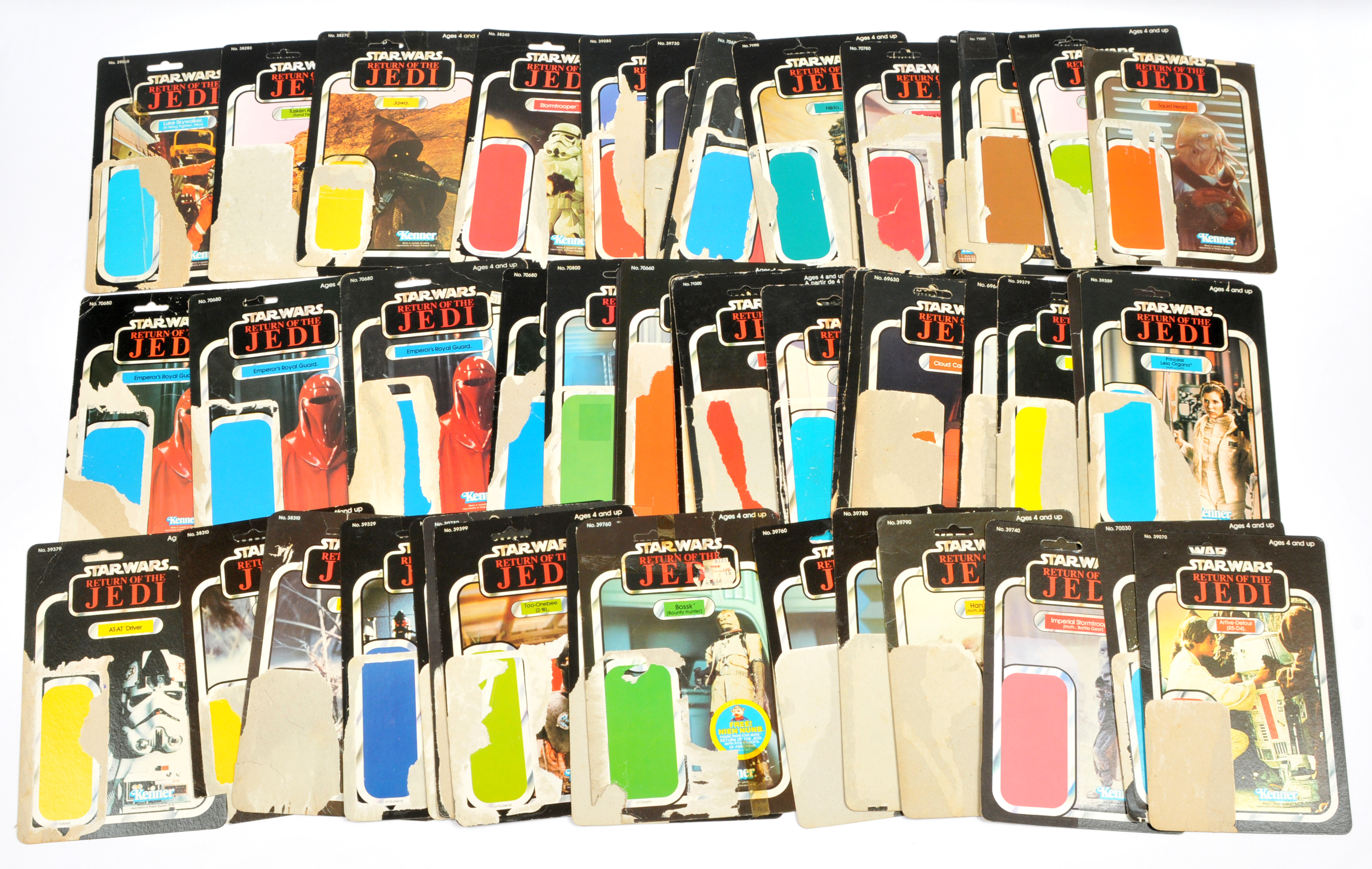 Quantity of Kenner Star Wars Return of the Jedi Back Vintage 3 3/4" Action Figure Card Backs