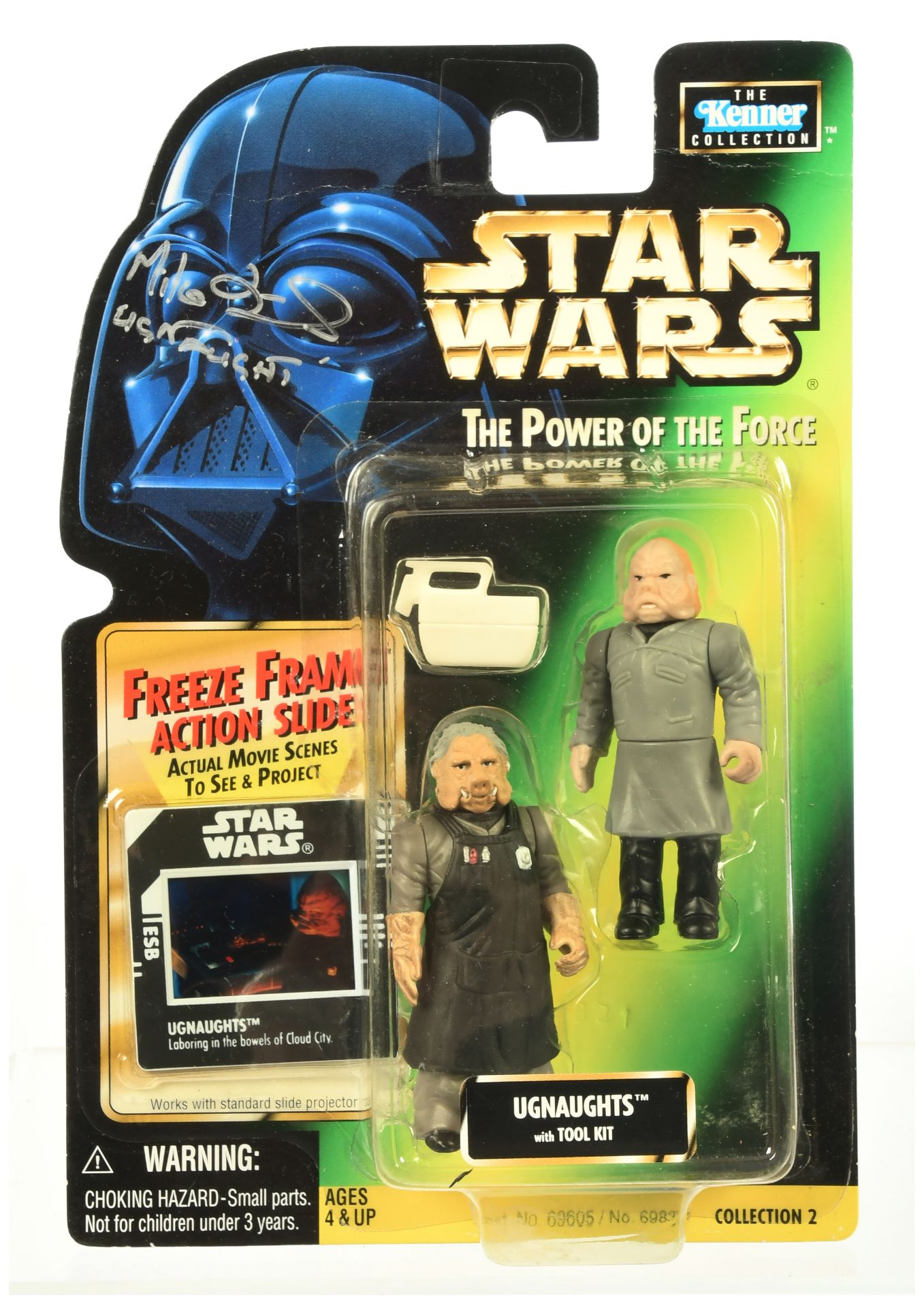 Kenner Star Wars The Power of the Force Green Freeze Frame card Ugnaughts 3 3/4" signed figure