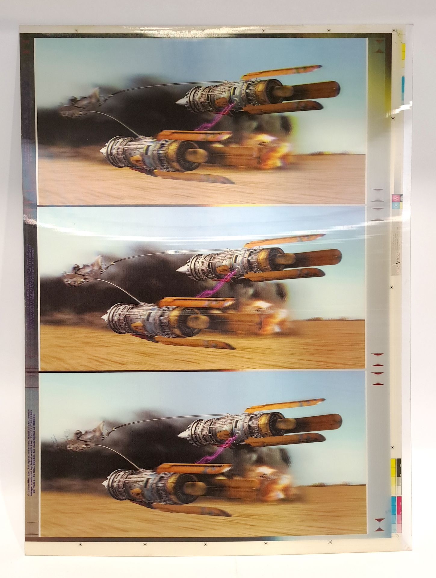 Interlace 4D Ltd Star Wars Episode I 3D Podracer Vinyl Uncut Prototype Sheet. 1 of 3
