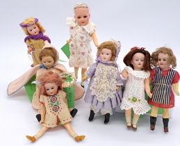 Assortment of French/German bisque and composition dolls