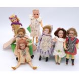 Assortment of French/German bisque and composition dolls