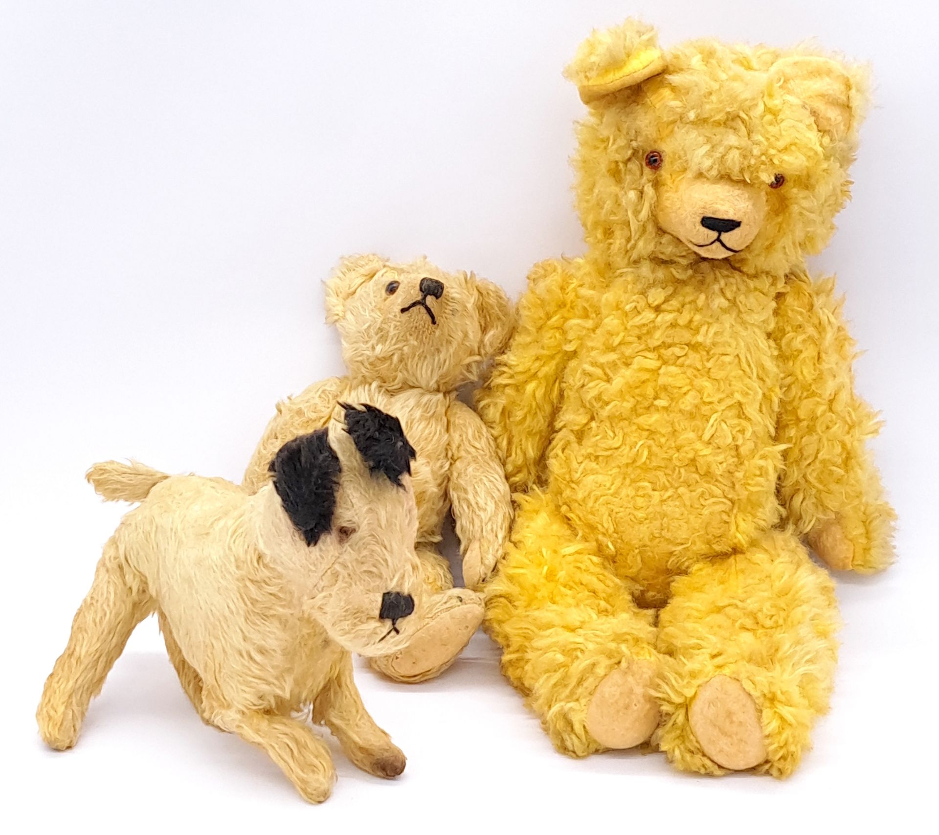 Trio of vintage teddy bears/animals including Dean's mouse-eared bear