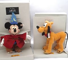 Steiff Disney pair including Mickey Sorcerer's Apprentice and Pluto