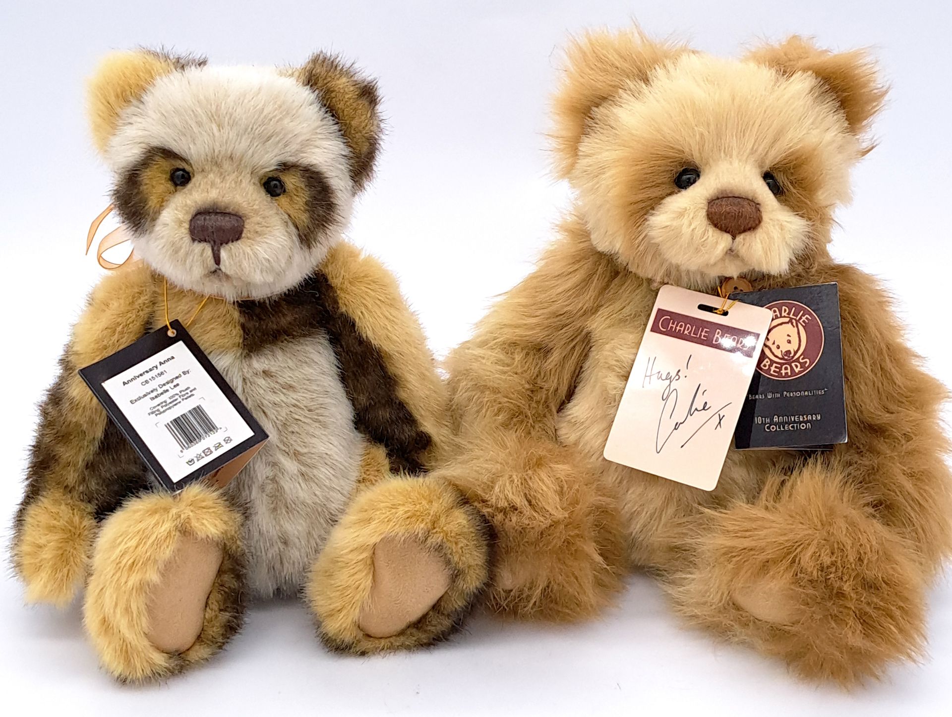 Charlie Bears pair: (1) Anniversary Anna and (2) Anniversary Isabelle