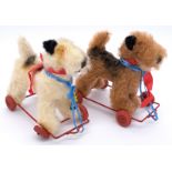 Tara Toys pair of mohair pull-along dogs