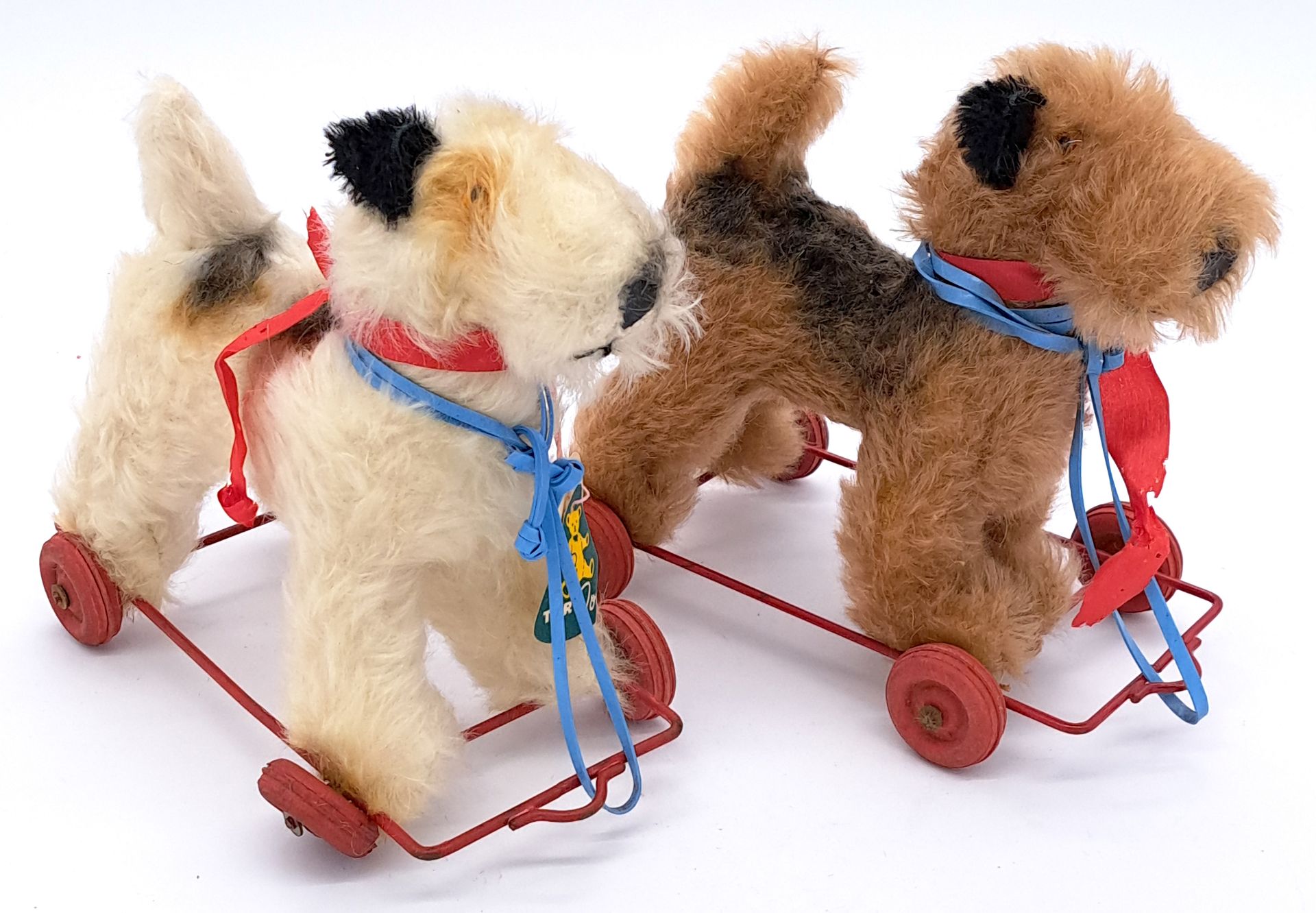 Tara Toys pair of mohair pull-along dogs