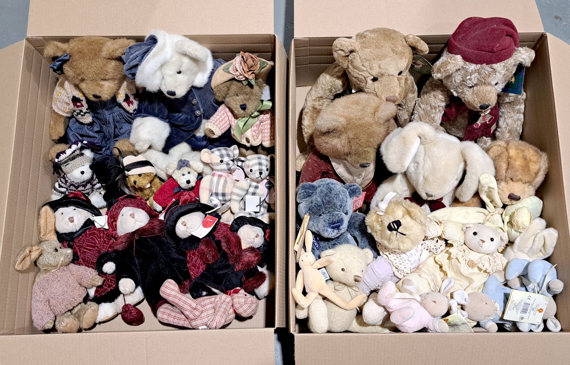 Assortment of teddy bears including Boyd's, Harrods and Russ