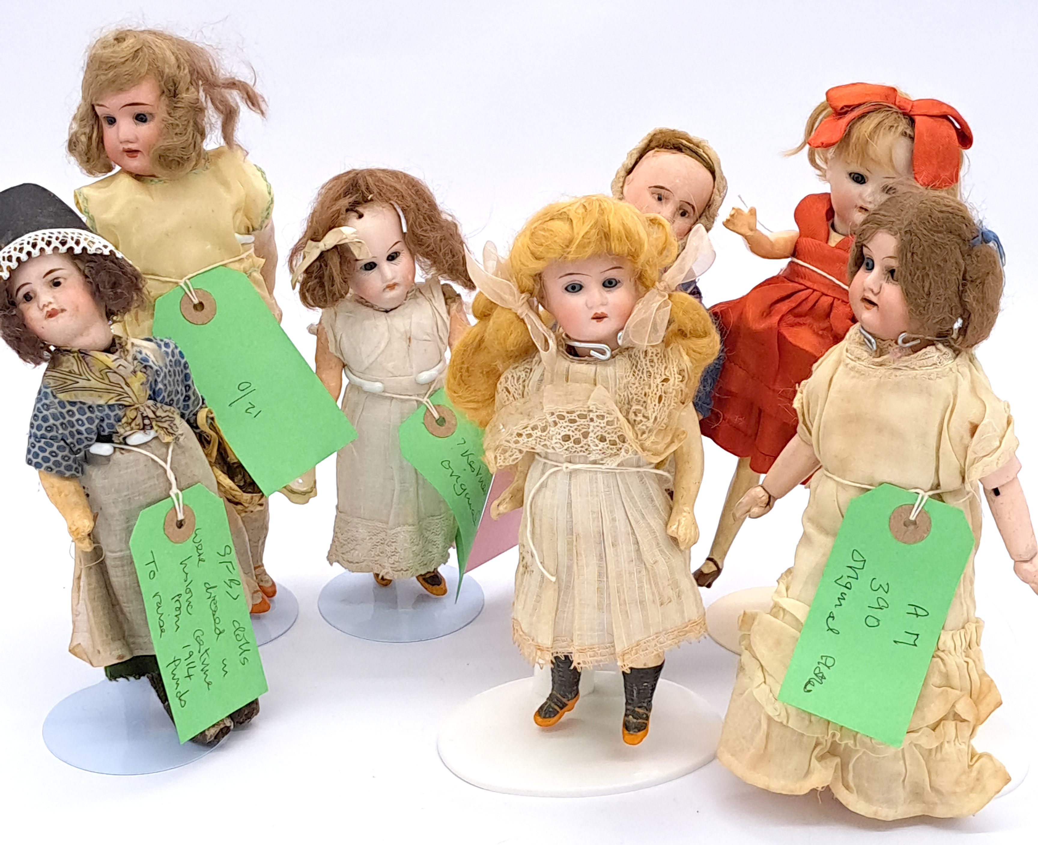 Assortment of French and German bisque dolls