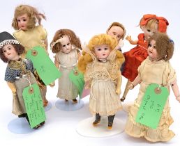 Assortment of French and German bisque dolls