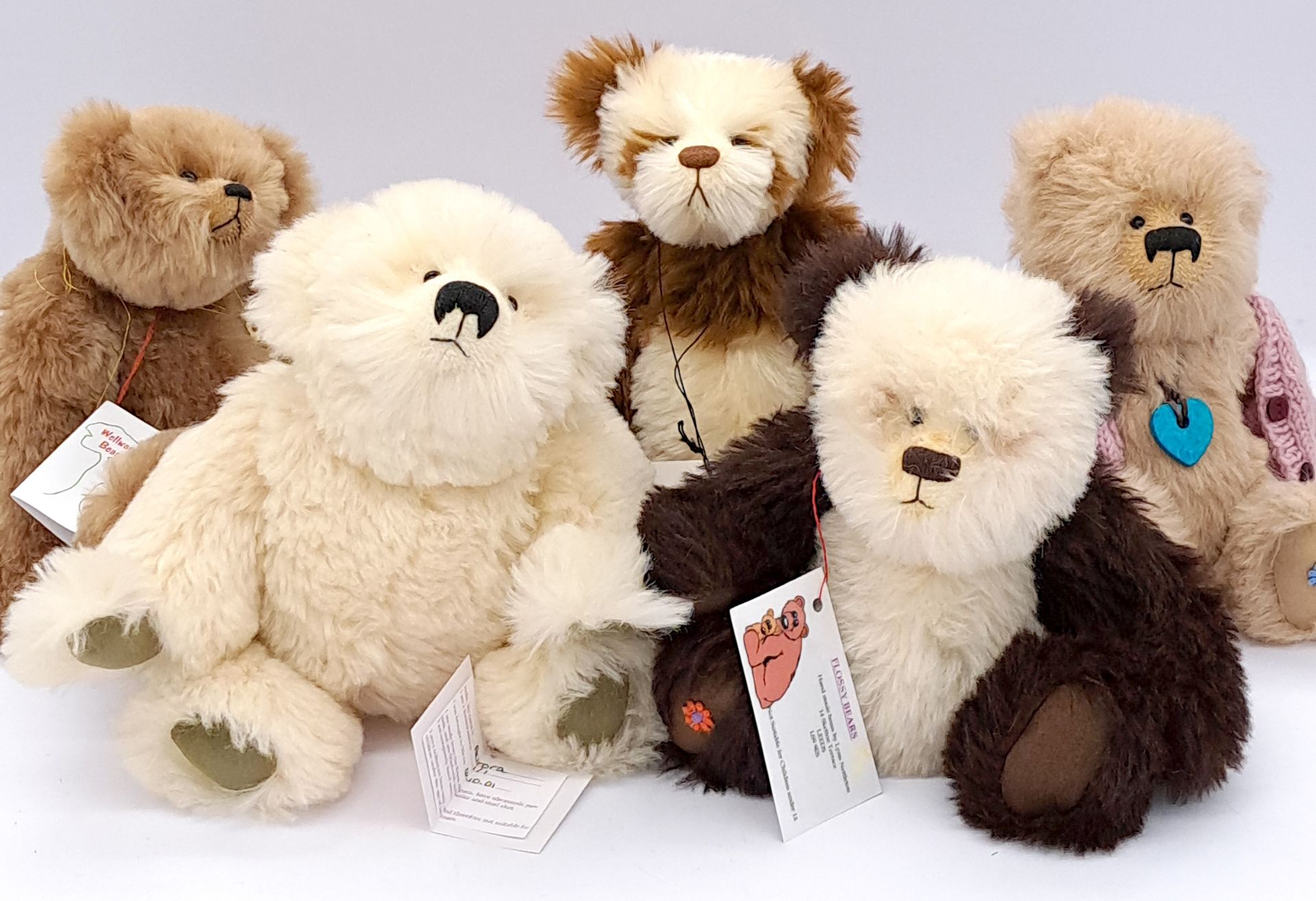 Assortment of artist teddy bears including Flossy Bears