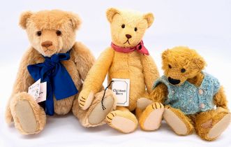 Artist teddy bear trio