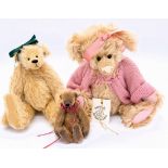 Artist teddy bear trio 
