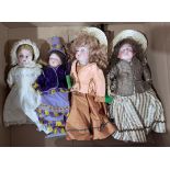 Vintage bisque dolls x 4