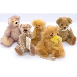 Assortment of small artist teddy bears, including Robin Rive