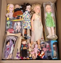 Collection of hard plastic, celluloid and composition vintage dolls