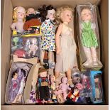 Collection of hard plastic, celluloid and composition vintage dolls