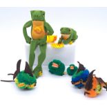 Steiff assortment including Cappy dangling frog and Pom Pom Pets