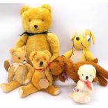 Assortment of vintage teddy bears and toys, including rare mohair Wendy Boston teddy bear