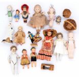 Assortment of antique/vintage miniature dolls 