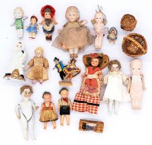 Assortment of antique/vintage miniature dolls