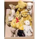Collection of vintage and modern teddy bears, including Pedigree and Merrythought