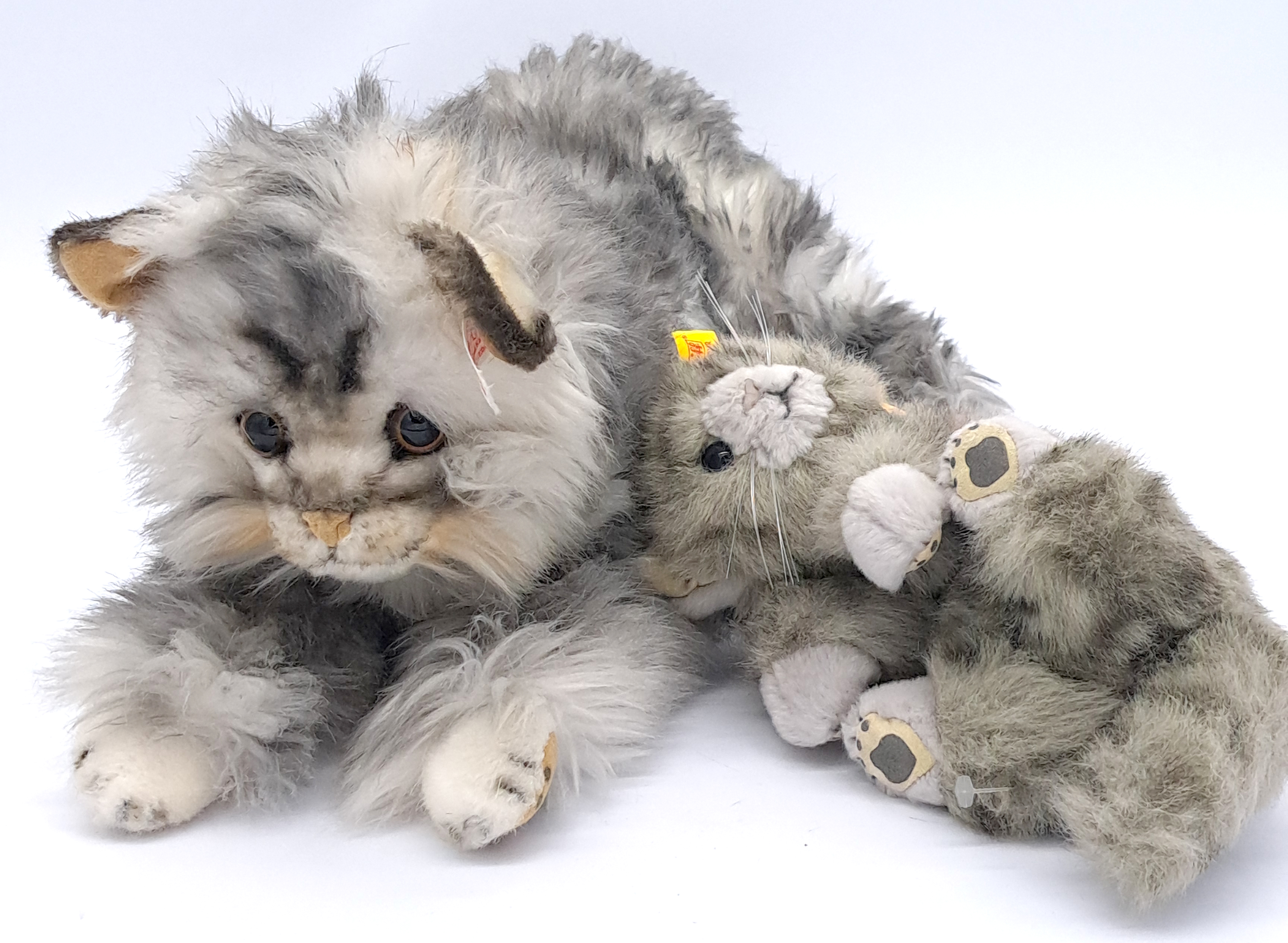 Steiff Lizzy Maine Coon Cat, plus Minka plush cat 