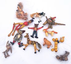 Assortment of vintage wooden articulated figures