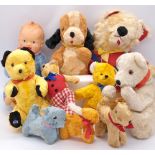 Assortment of artificial silk bears and toys