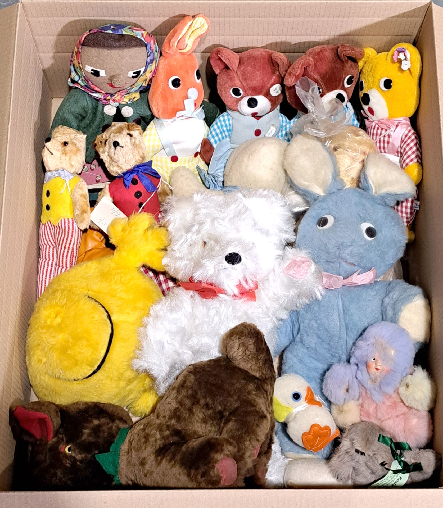 Assortment of vintage plush/sheepskin/cloth toys
