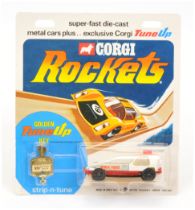 Corgi Toys Rockets D920 "Derek Fiske's" Stock Car - White body, red chassis, yellow interior with...
