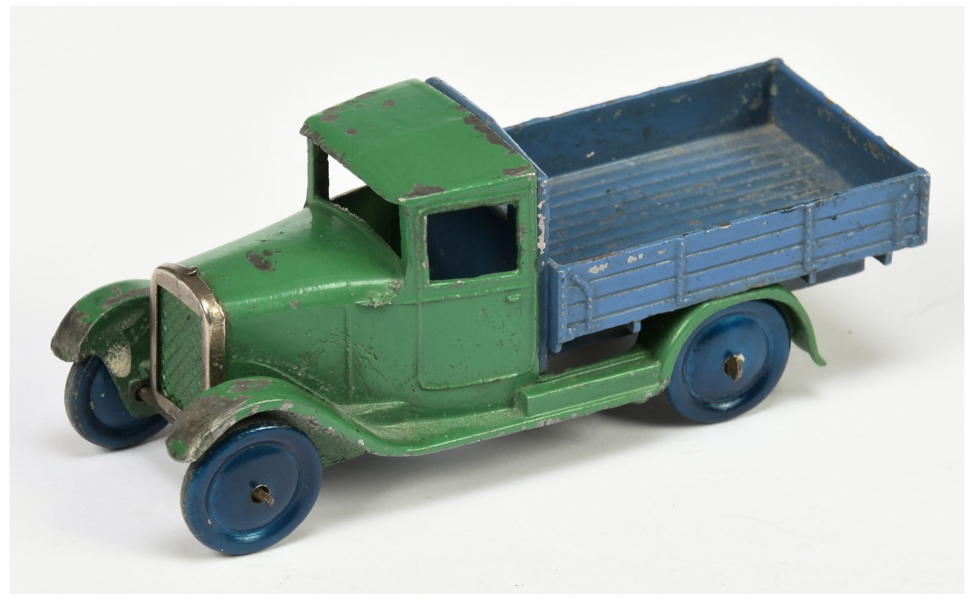 Dinky Toys Pre-War 22C Motor Truck - Green Cab and Chassis, blue back and washed wheels, chrome g...