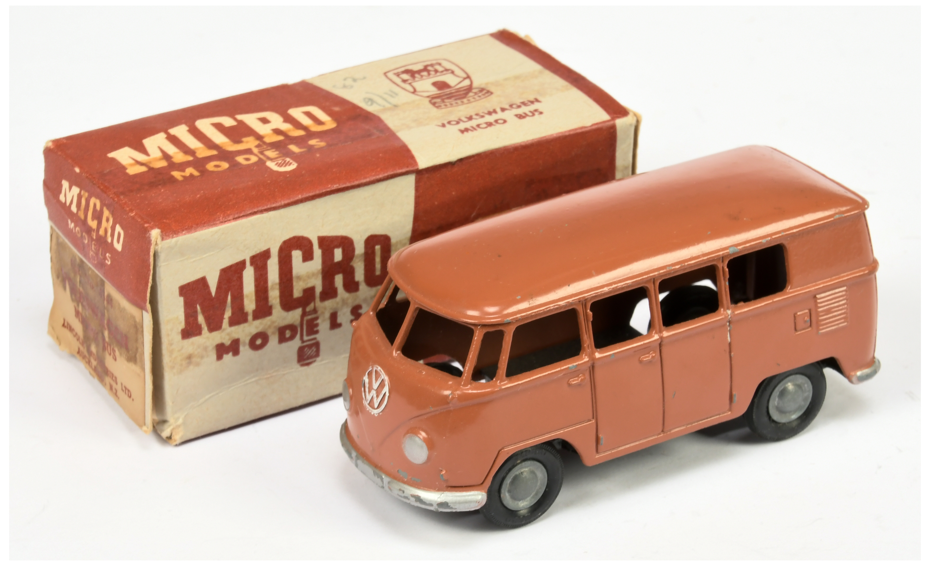 Micro Models (New Zealand) 4344 Volkswagen Micro Bus (1/43rd) - Reddish-brown , silver trim