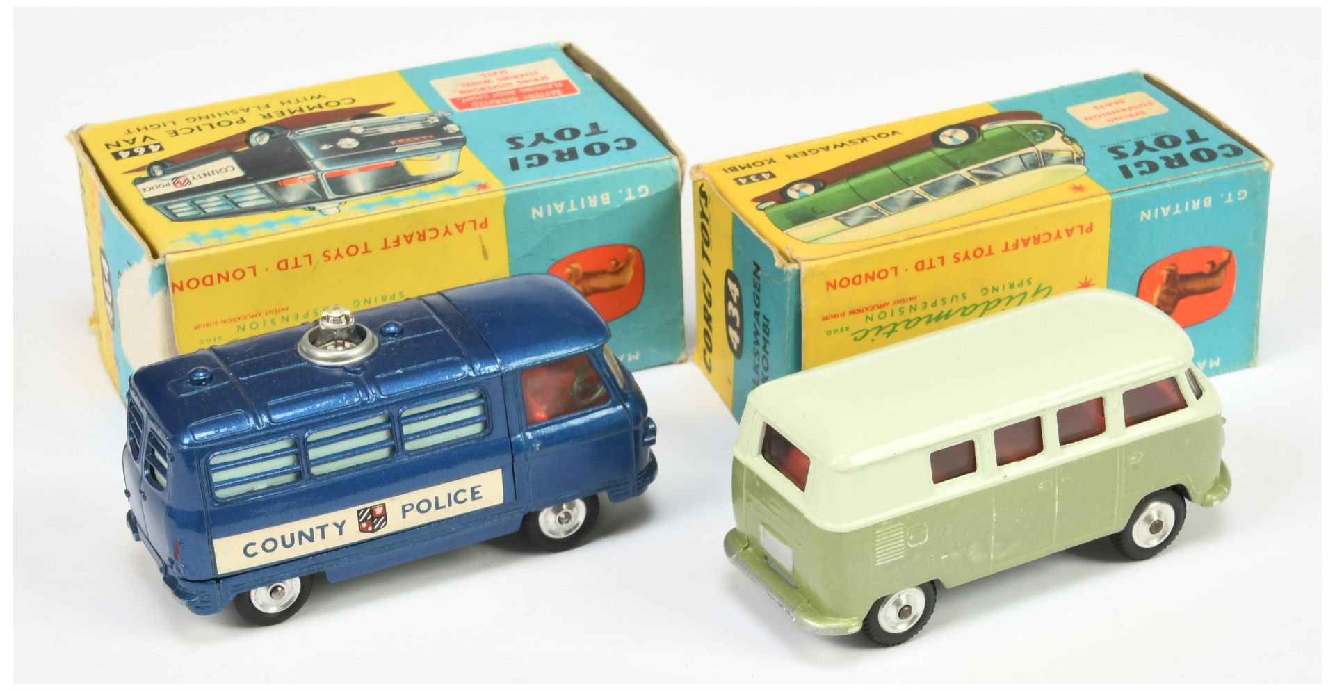 Corgi Toys 434 Volkswagen Kombi - Two-Tone Green, red interior, silver trim and spun hubs and 464... - Image 2 of 2