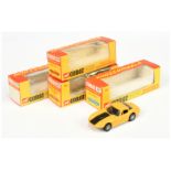 Corgi Toys Group of Whizzwheels - 377 Marcos 3 litre - Yellow body, black interior and bonnet str...