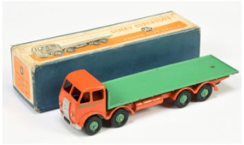 Dinky Toys 502 Foden (type 1) Flat Truck - Burnt Orange cab and chassis, mid-green back, side fla...
