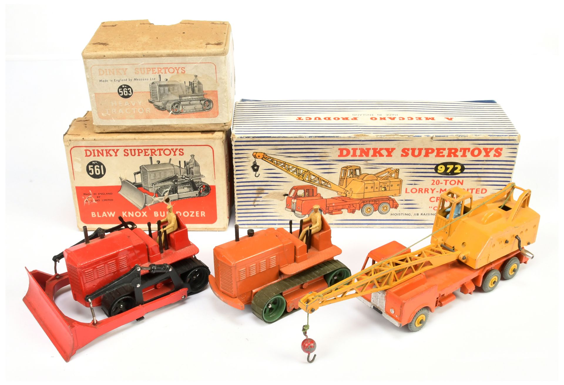 Dinky Toys Group To Include - 561 Blaw Knox Bulldozer - Red including blade, 563 Heavy tractor - ...