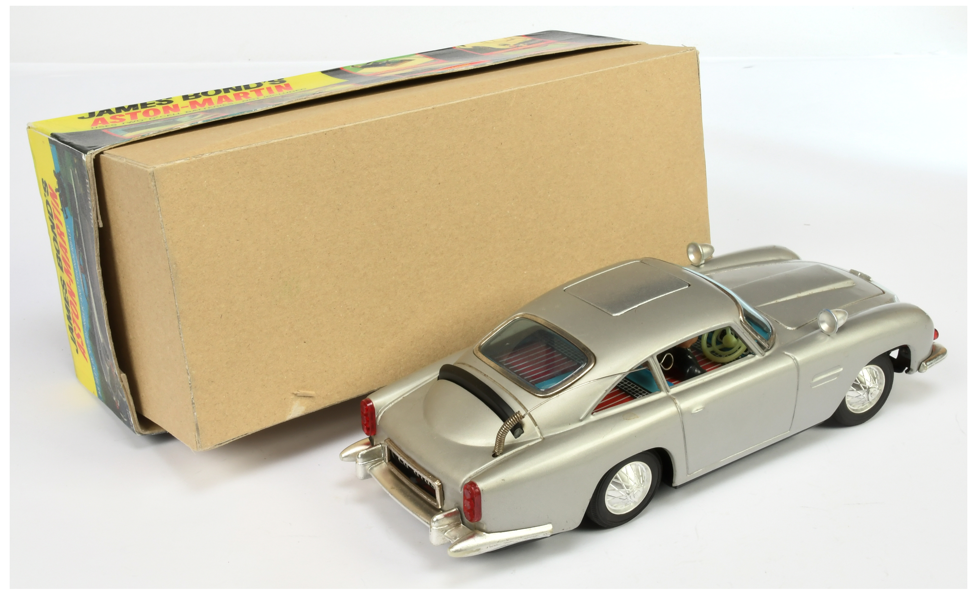 Gilbert "James Bond" Tinplate battery Operated Aston Martin DB5 - Silver-Grey body, chrome trim w... - Image 2 of 2