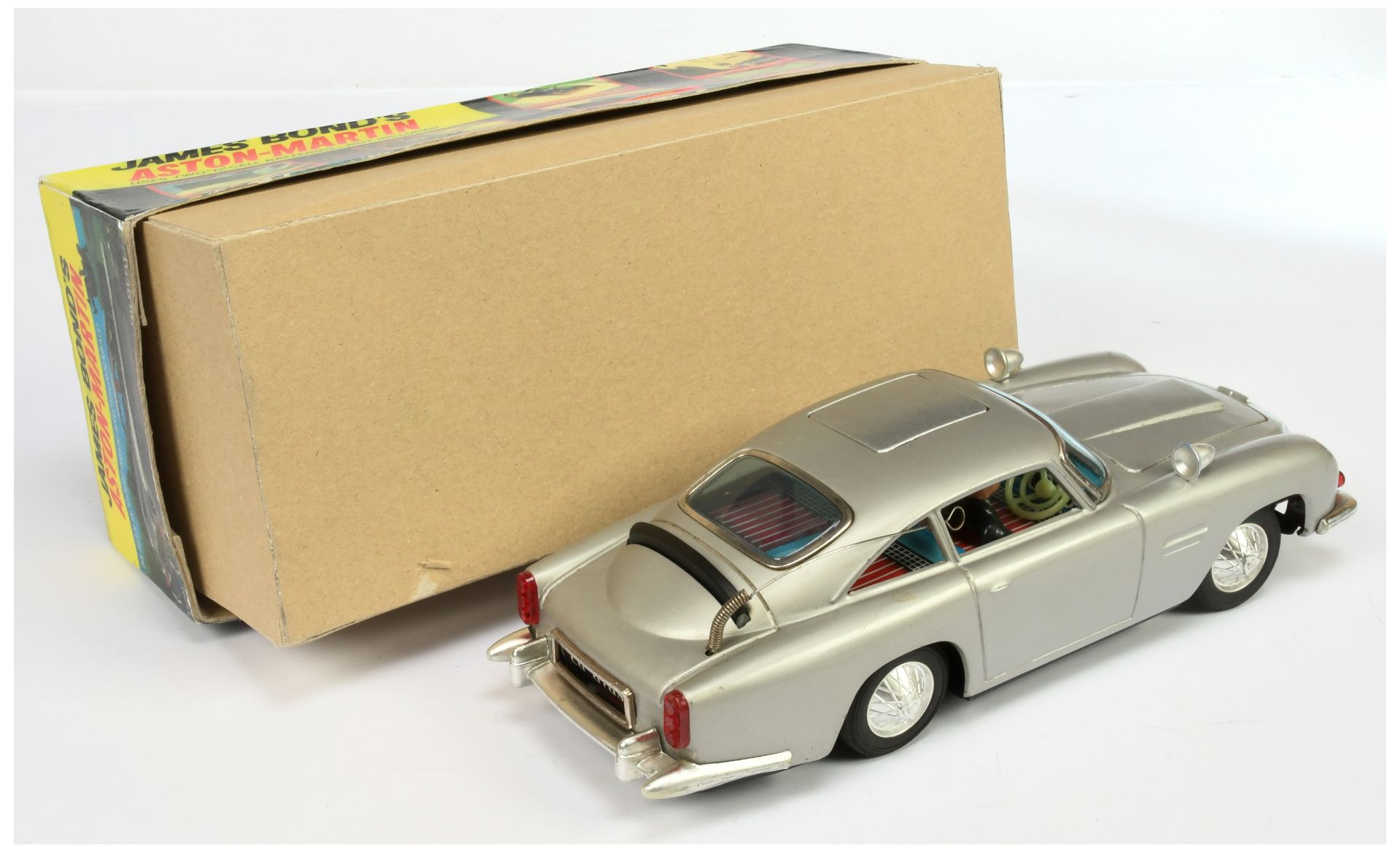 Gilbert "James Bond" Tinplate battery Operated Aston Martin DB5 - Silver-Grey body, chrome trim w... - Image 2 of 2