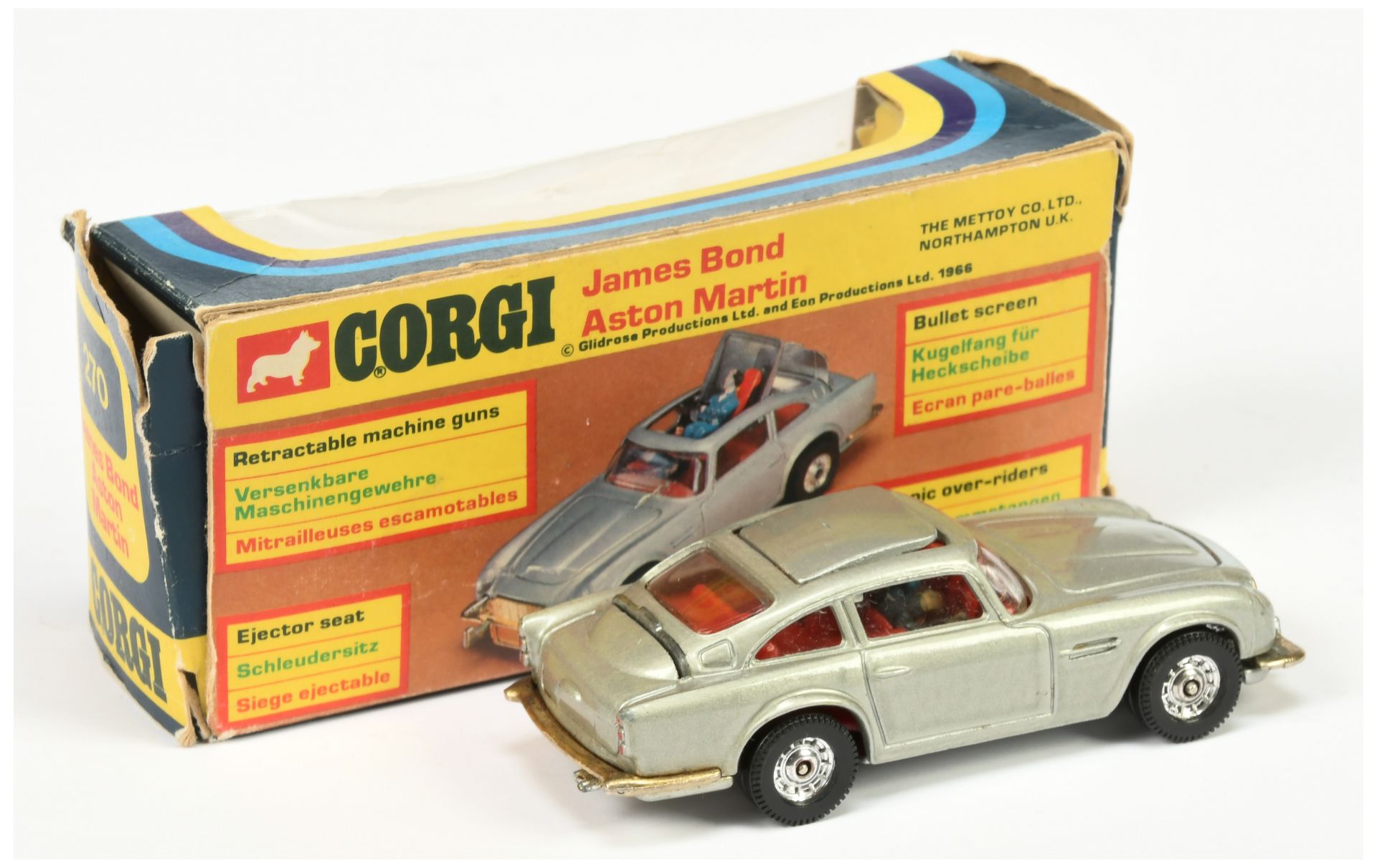 Corgi Toys 270 "James Bond" Aston Martin DB5 (2nd issue) - Silver-grey body, red interior with "J... - Bild 2 aus 2