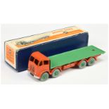 Dinky Toys 502 Foden (type 2) Flat Truck - Burnt Orange cab and chassis, mid-green back and rigid...